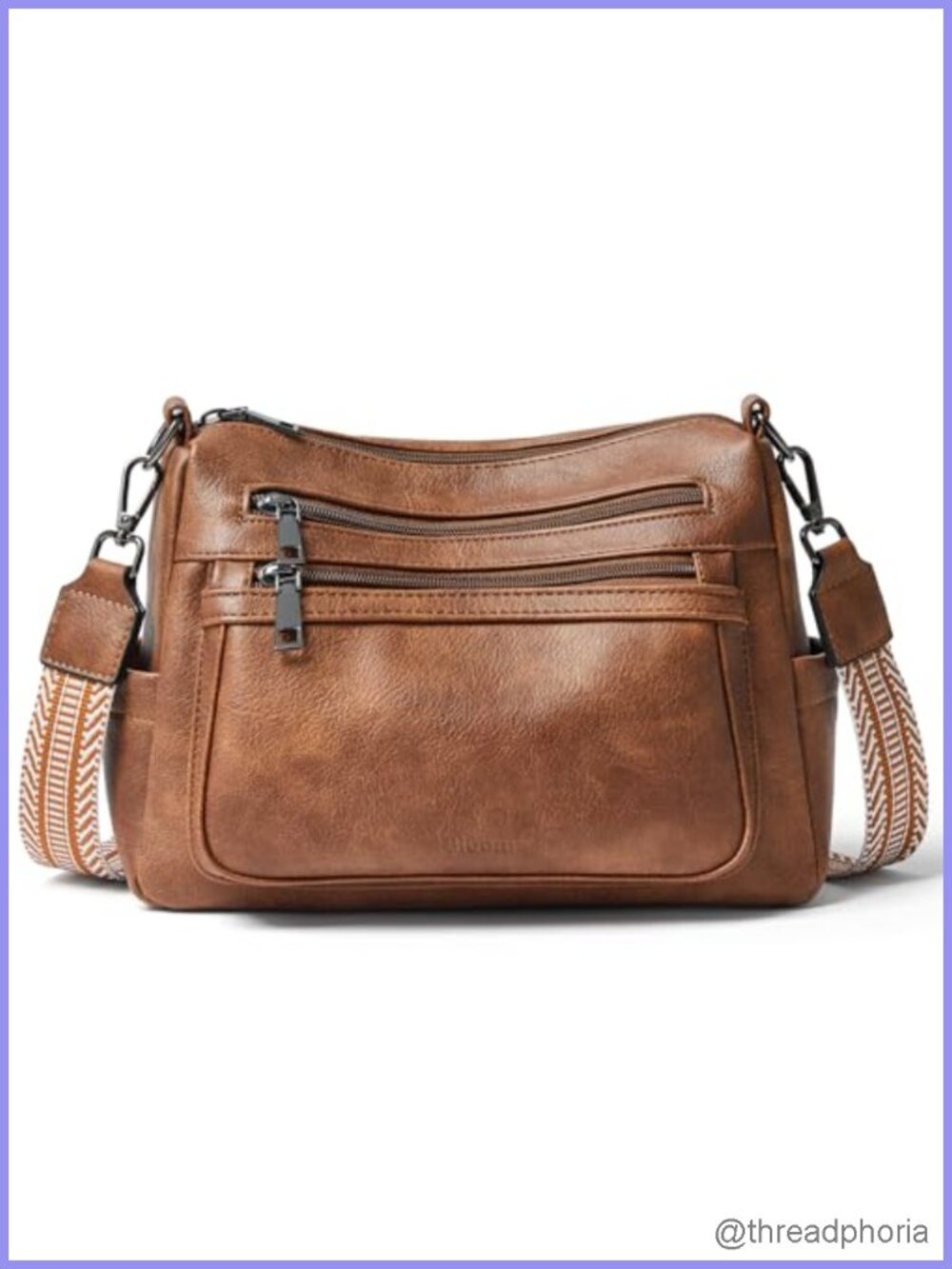 Faux Leather Crossbody Bag Women Lightweight Sling Handbag w/ Adjustable Strap